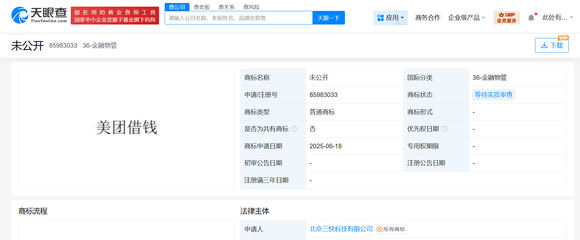 美團拓展金融服務版圖 申請注冊“美團借錢”商標與旅客票務代理業(yè)務深化布局